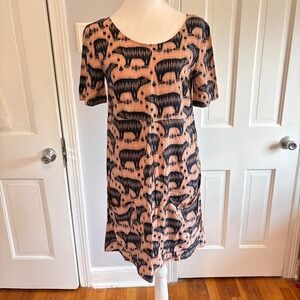 Maeve Women 2 Shift Dress Pink Zola Bear Print Anthropologie Rayon Short Sleeve